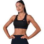 Swoosh Women's Medium-Support Non-Padded Sports Bra BLACK/WHITE/WHITE