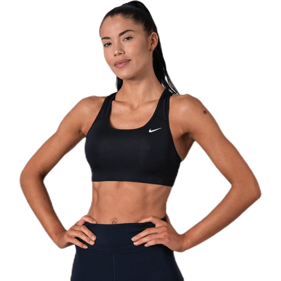 Swoosh Women's Medium-Support Non-Padded Sports Bra BLACK/WHITE/WHITE