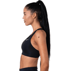 Swoosh Women's Medium-Support Non-Padded Sports Bra BLACK/WHITE/WHITE