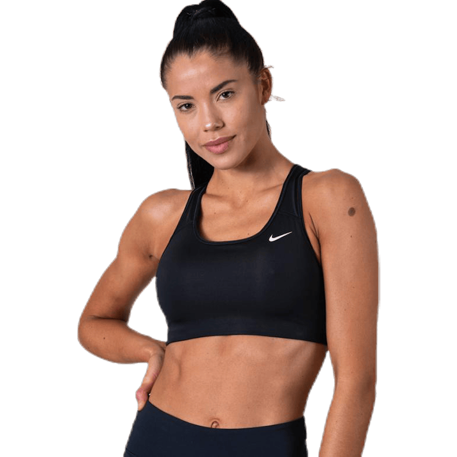 Swoosh Women's Medium-Support Non-Padded Sports Bra BLACK/WHITE/WHITE