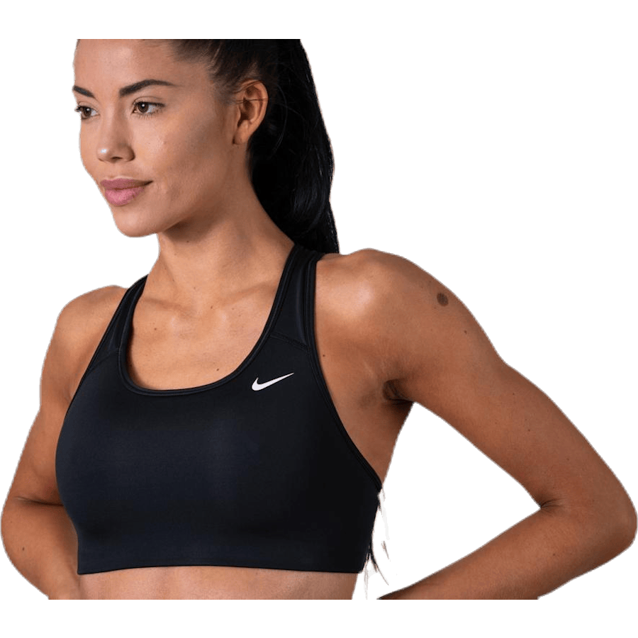 Swoosh Women's Medium-Support Non-Padded Sports Bra BLACK/WHITE/WHITE