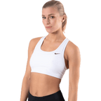 Nike Swoosh Women’s Medium-Support Non-Padded Sports Bra — White/Black