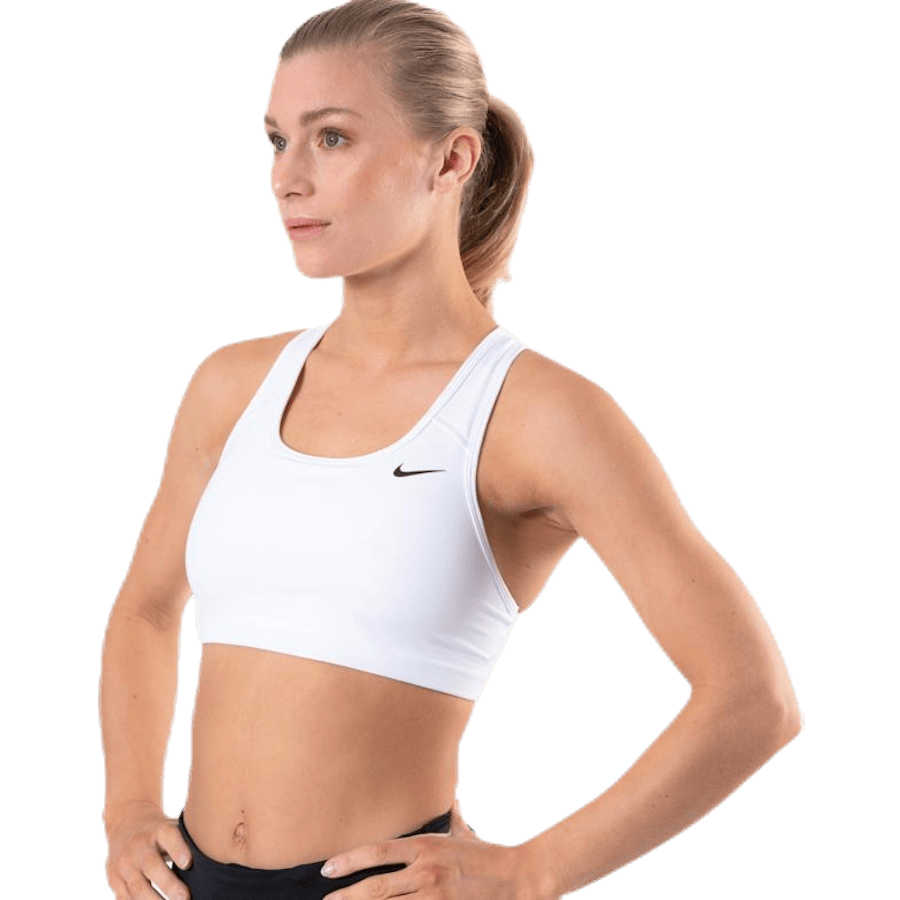 Nike Swoosh Women’s Medium-Support Non-Padded Sports Bra — White/Black