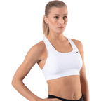 Nike Swoosh Women’s Medium-Support Non-Padded Sports Bra — White/Black