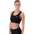 Nike Dri-FIT Swoosh Women's Medium-Support Non-Padded Sports Bra — BLACK/BLACK/WHITE