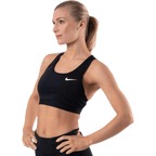 Nike Dri-FIT Swoosh Women's Medium-Support Non-Padded Sports Bra — BLACK/BLACK/WHITE