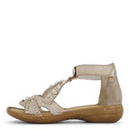 60816-64 Grey Sandal with Jewelry Accents and Velcro Closure
