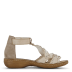 60816-64 Grey Sandal with Jewelry Accents and Velcro Closure