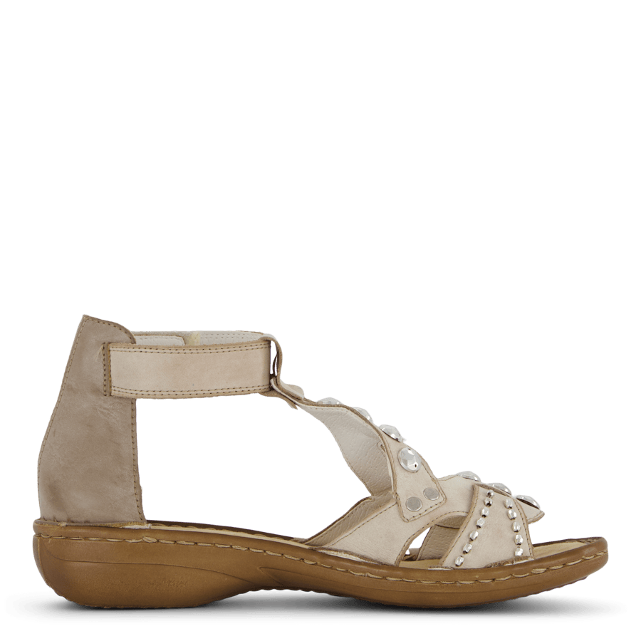 60816-64 Grey Sandal with Jewelry Accents and Velcro Closure