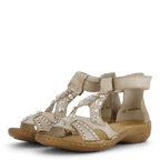 60816-64 Grey Sandal with Jewelry Accents and Velcro Closure