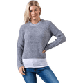 Fiona Long-Sleeve Pullover Knit — Grey