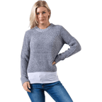 Fiona Long-Sleeve Pullover Knit — Grey