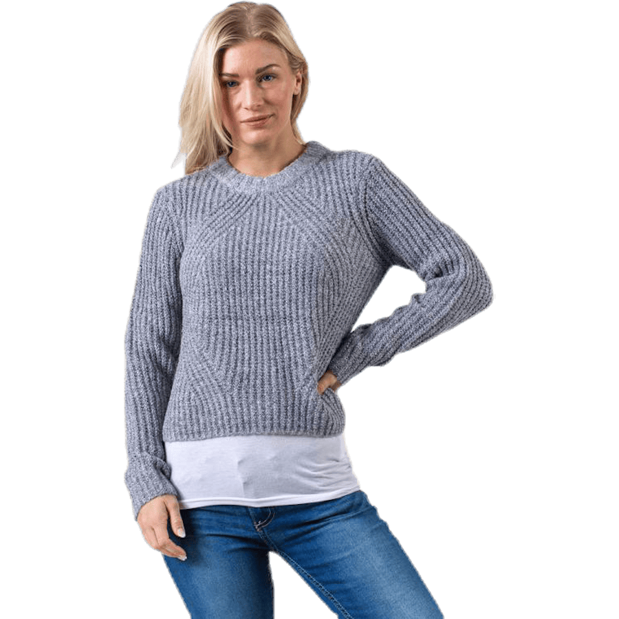 Fiona Long-Sleeve Pullover Knit — Grey