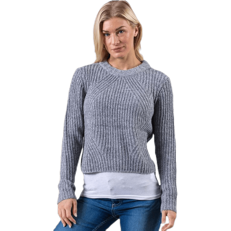 Fiona Long-Sleeve Pullover Knit — Grey