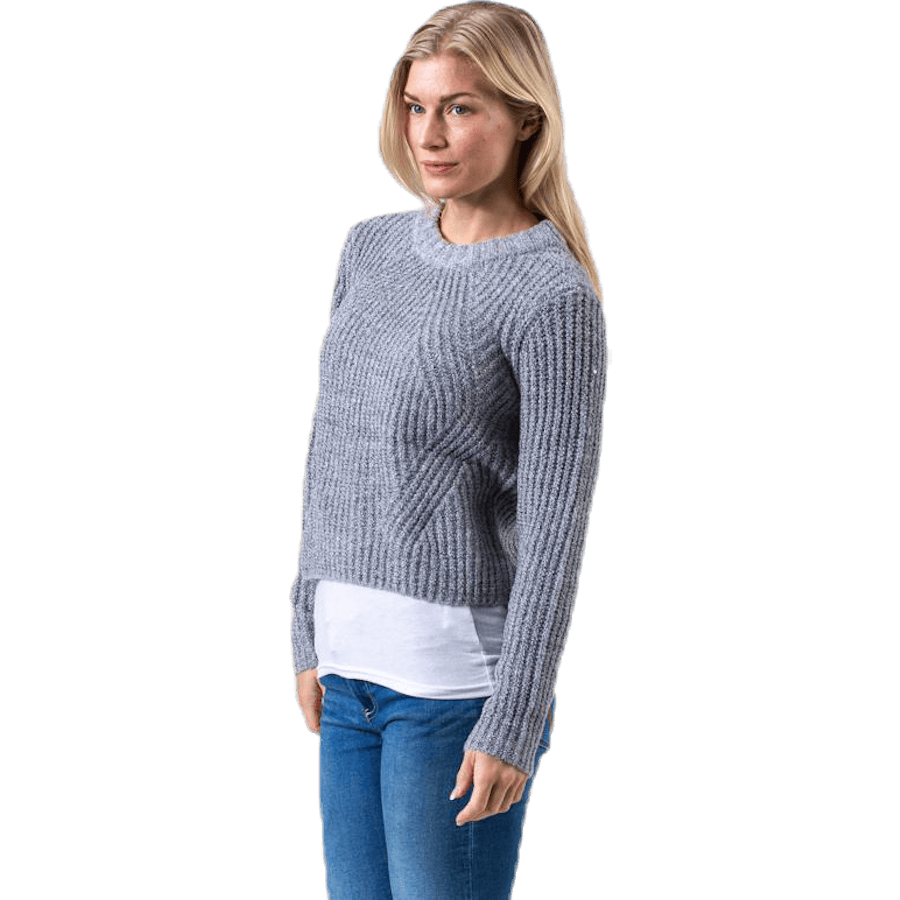 Fiona Long-Sleeve Pullover Knit — Grey