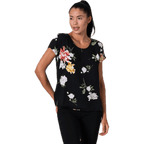 First One Ss Aop Top — Black