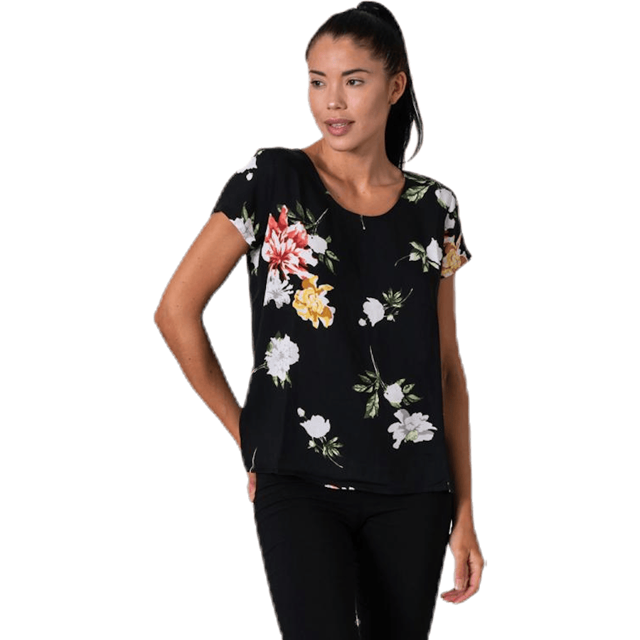 First One Ss Aop Top — Black