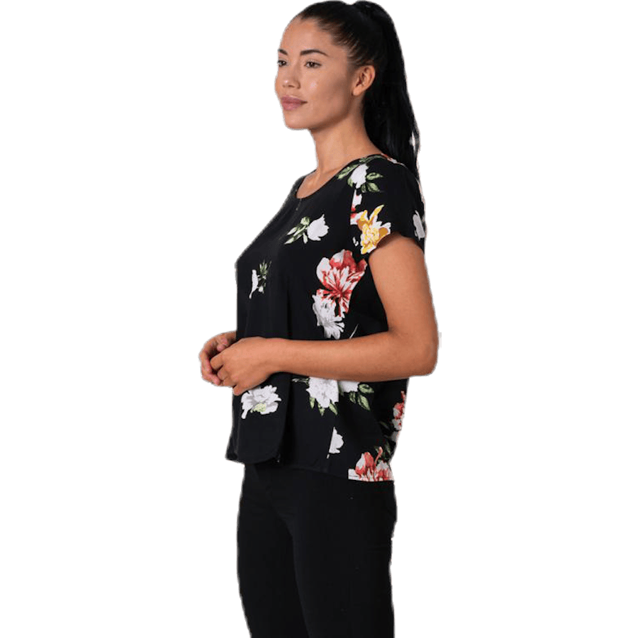 First One Ss Aop Top — Black