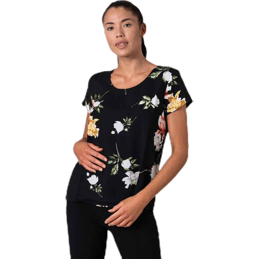 First One Ss Aop Top — Black