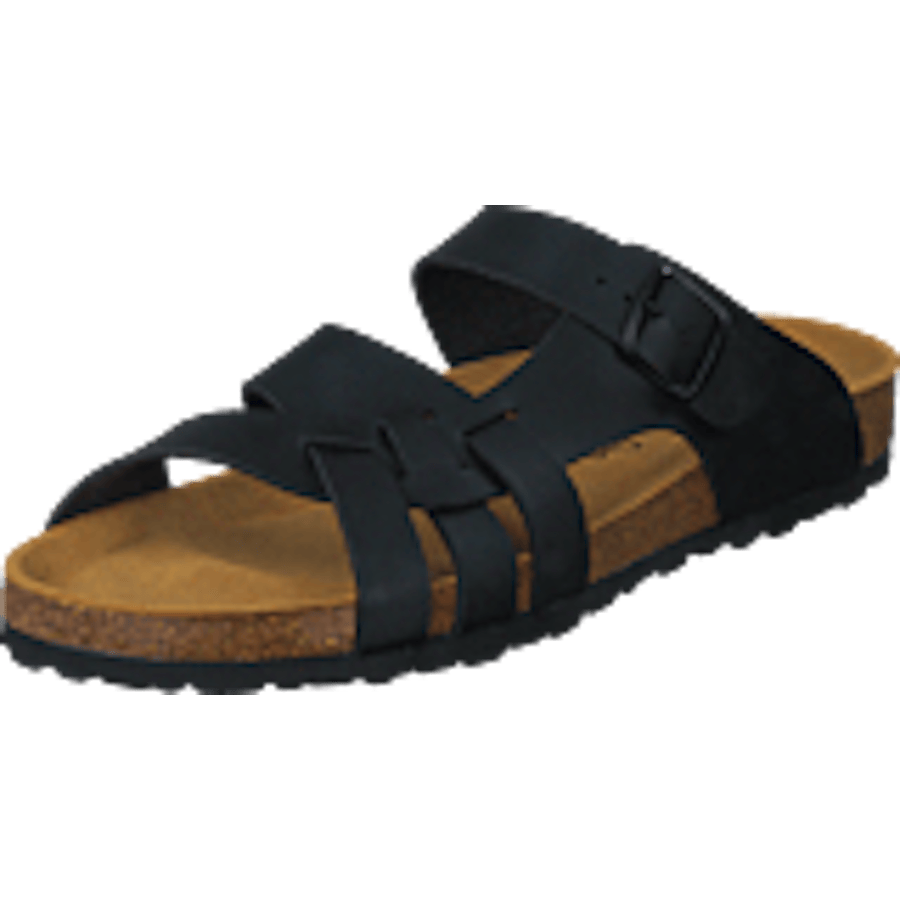 Avery Black Faux Fur-Lined Sandals