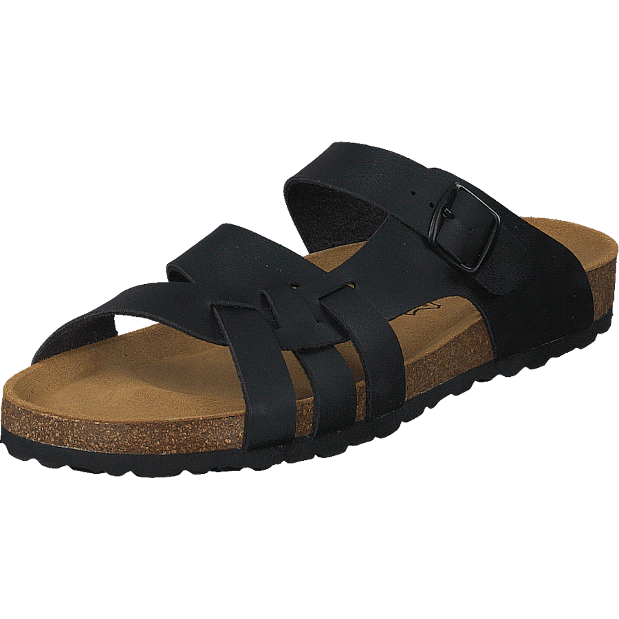 Avery Black Faux Fur-Lined Sandals
