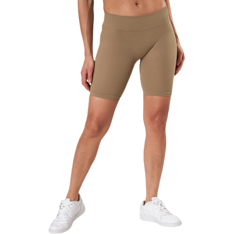 Vicky Rib Seamless Shorts — Beige
