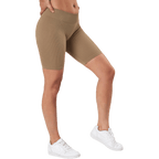 Vicky Rib Seamless Shorts — Beige