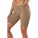 Vicky Rib Seamless Shorts — Beige