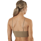 Vicky Rib Seamless V-neck Top — Beige