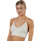 Vicky Rib Seamless V-neck Top — Grey
