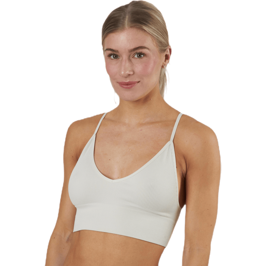 Vicky Rib Seamless V-neck Top — Grey