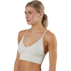 Vicky Rib Seamless V-neck Top — Grey