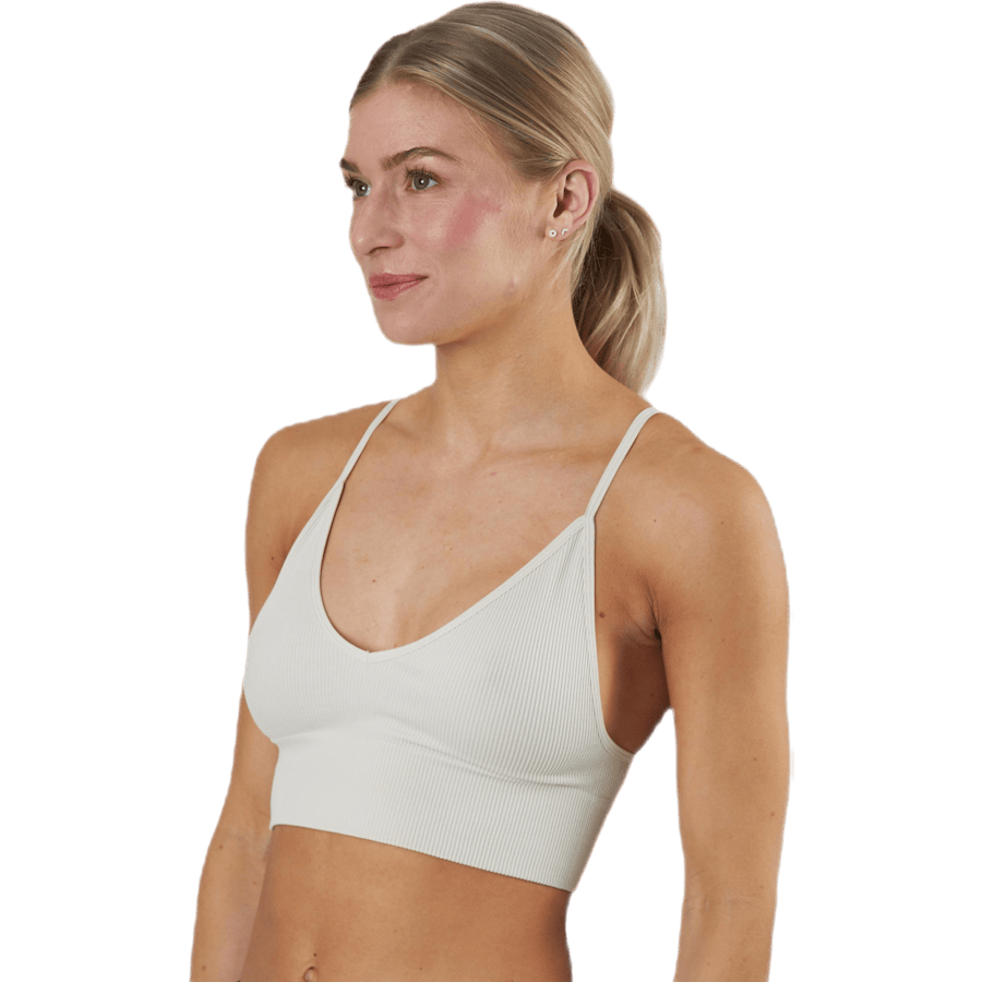 Vicky Rib Seamless V-neck Top — Grey
