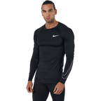 Nike Pro Dri-FIT Men's Tight Fit Long-Sleeve Top BLACK/WHITE
