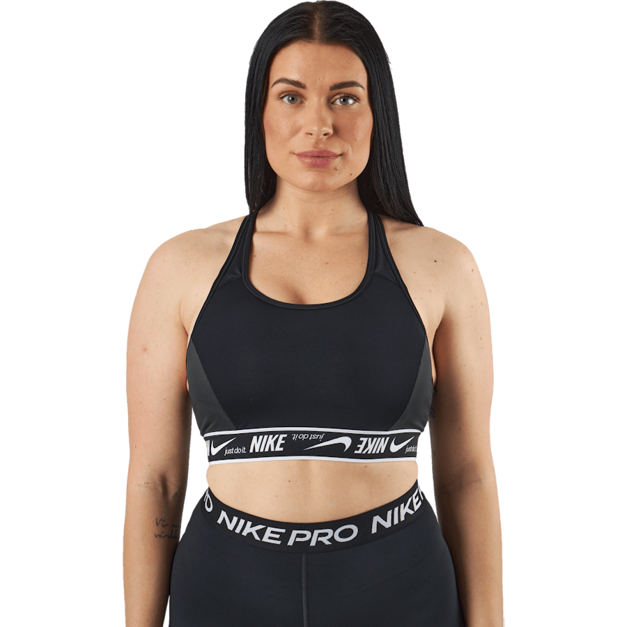 Nike Dri-FIT Swoosh Women's Sports Bra — Black/Black/White