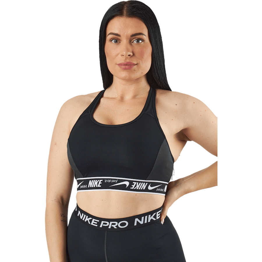 Nike Dri-FIT Swoosh Women's Sports Bra — Black/Black/White