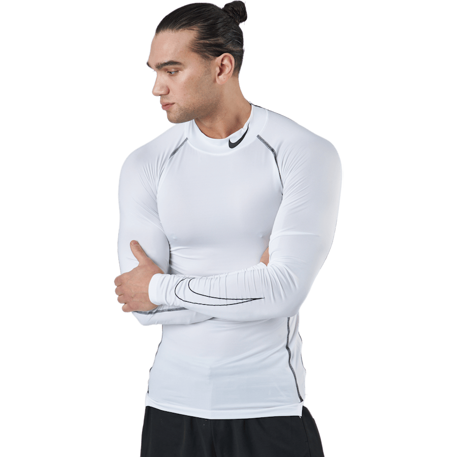 Nike Pro Dri-FIT Men's Tight Fit Long-Sleeve Top WHITE/BLACK/BLACK