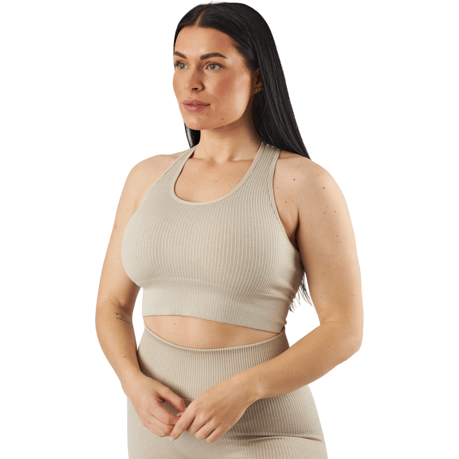 Rib Seamless Crop Top — Mushroom