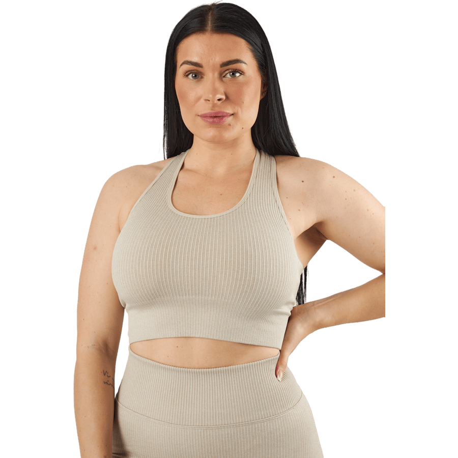 Rib Seamless Crop Top — Mushroom