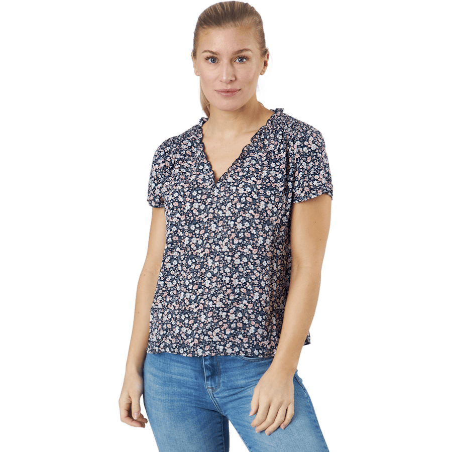 Onlsonja Life S/S V-neck Top — Night Sky