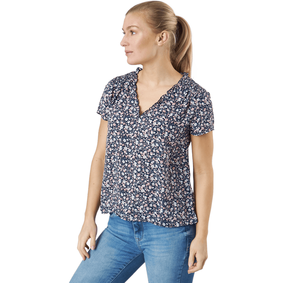Onlsonja Life S/S V-neck Top — Night Sky
