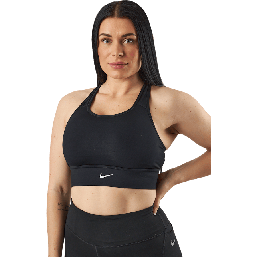 Nike Dri-FIT Swoosh Women's Medium Support Sports Bra - Black/Black/White