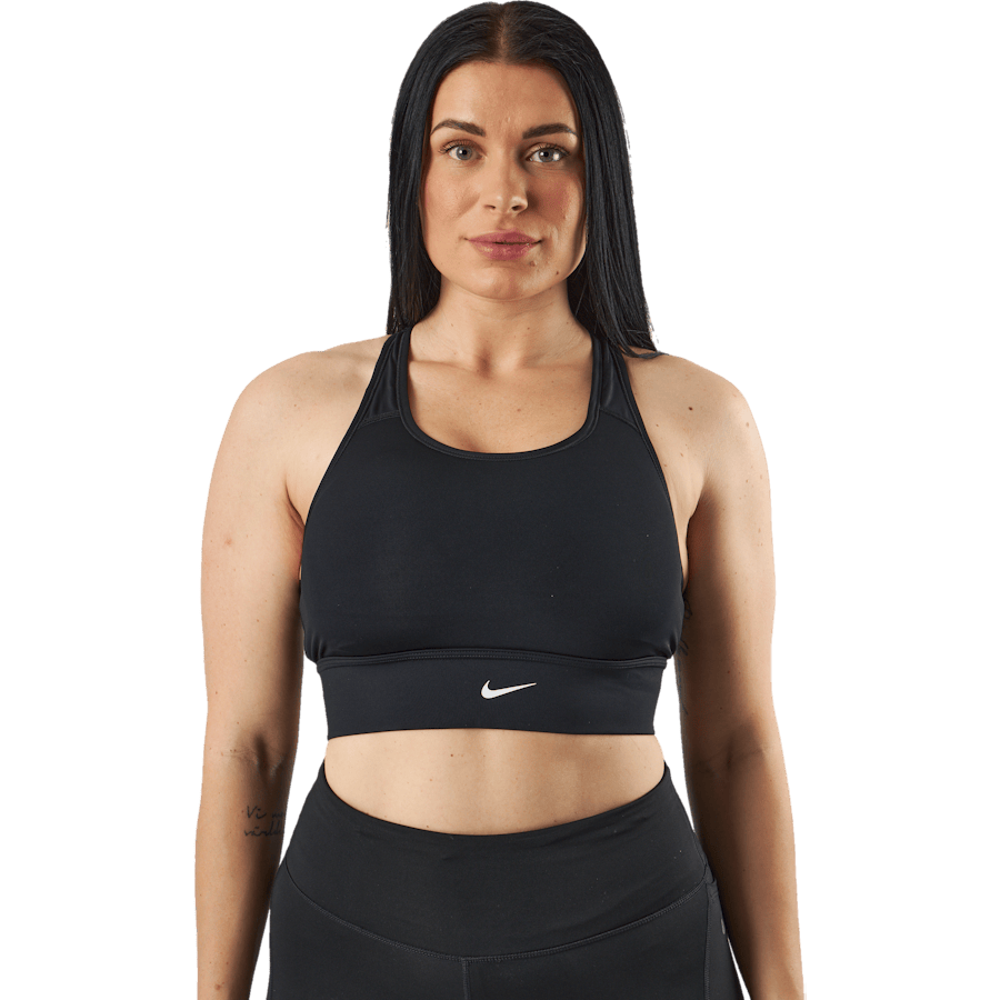 Nike Dri-FIT Swoosh Women's Medium Support Sports Bra - Black/Black/White