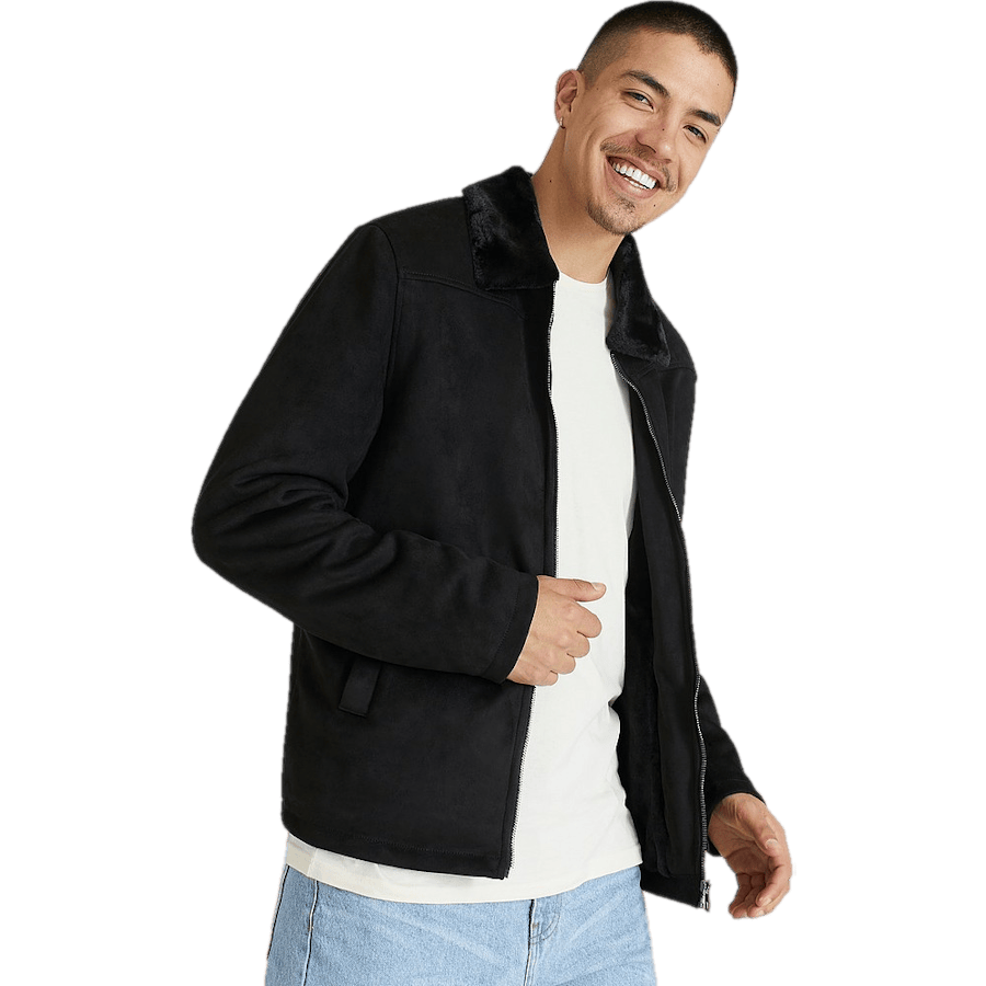 Teddy Fake Suede Jacket Black