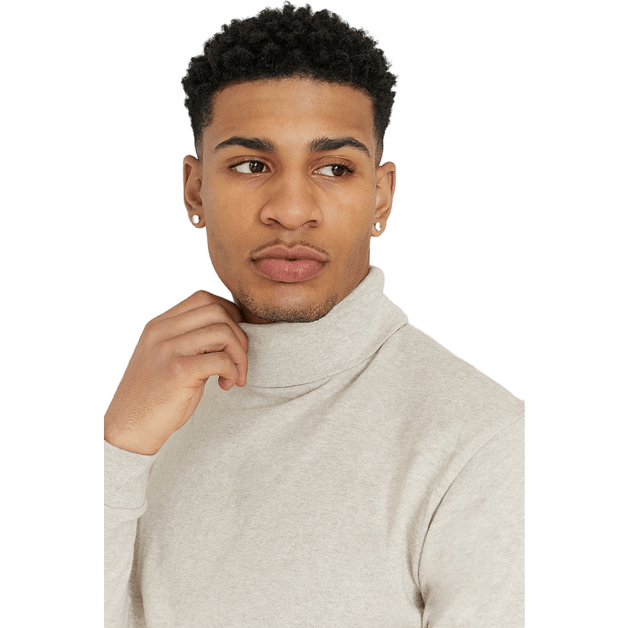 Beige Mélange Roll Neck