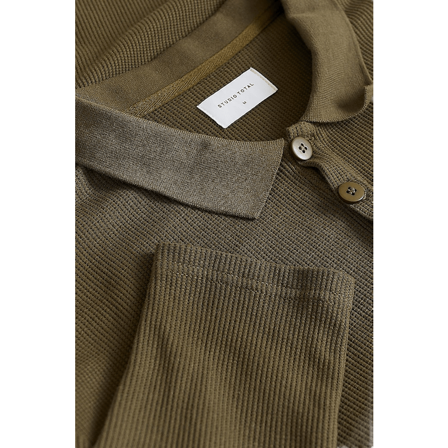 Waffle Polo Shirt Green