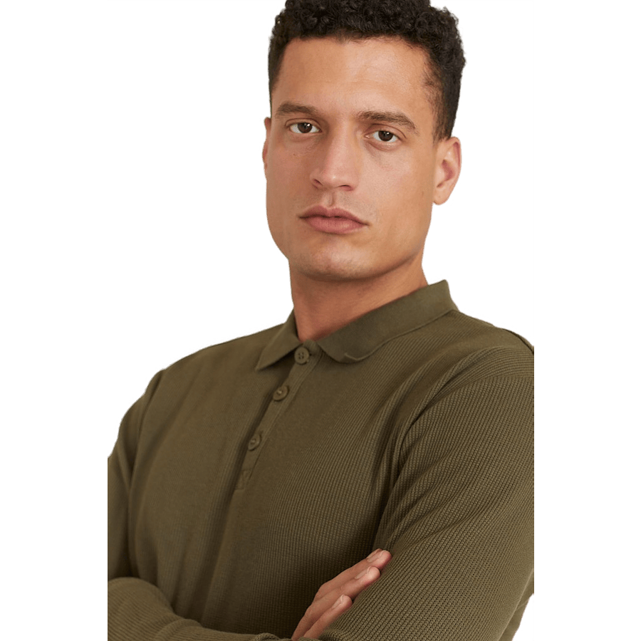 Waffle Polo Shirt Green
