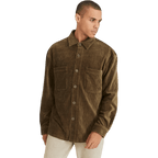 Relaxed Soft Cord Overshirt Khaki