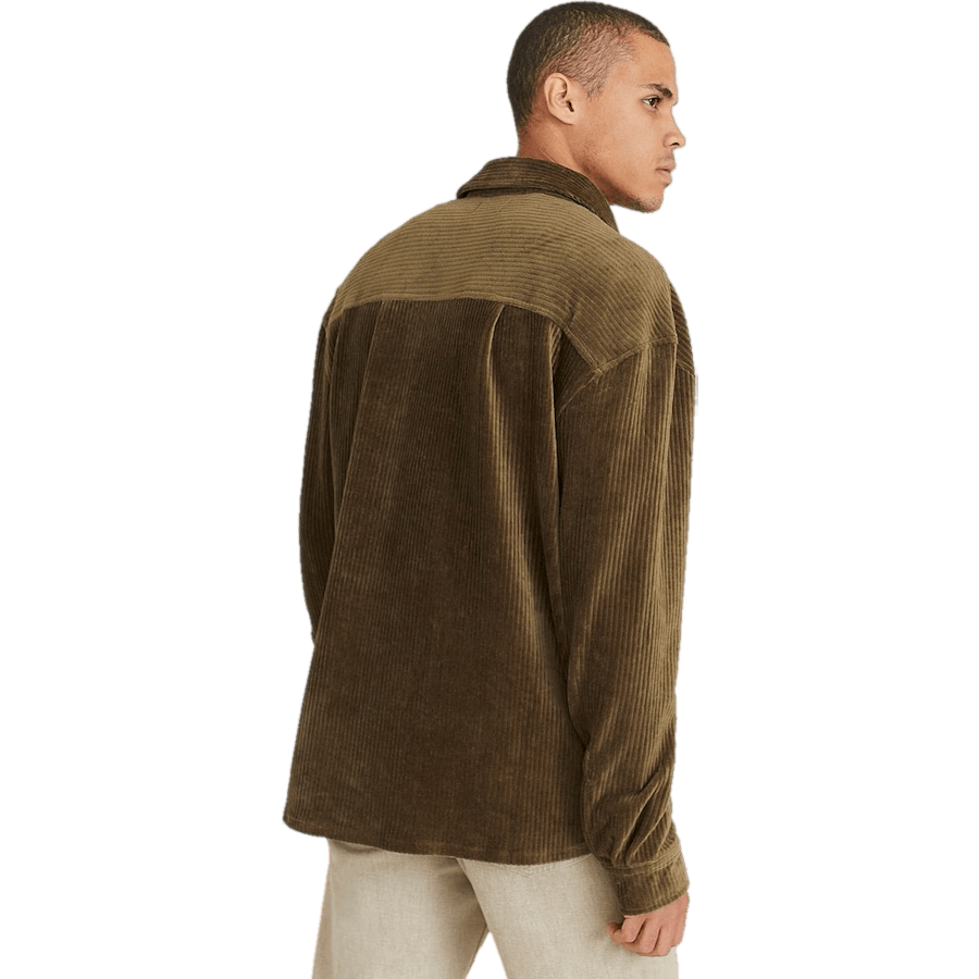 Relaxed Soft Cord Overshirt Khaki