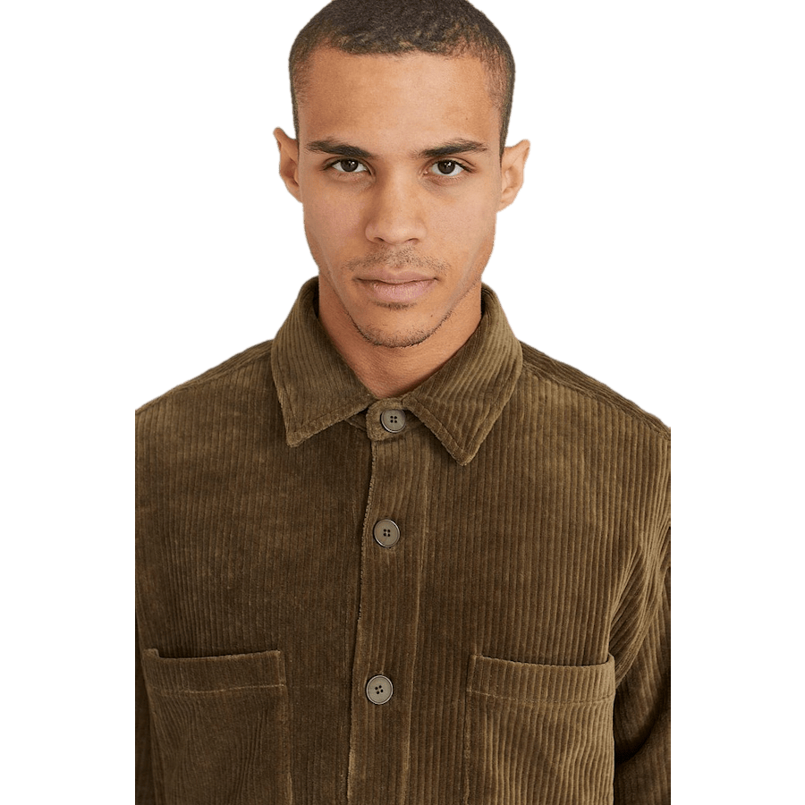 Relaxed Soft Cord Overshirt Khaki